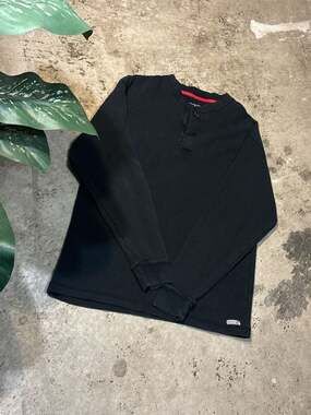 Case IH Waffle Long Sleeve Henley Shirt Size XL Black Thermal